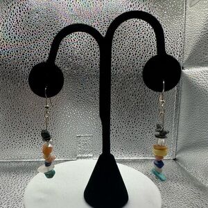 Colorful Gem Stone Custom Hand Beaded Dangle Earrings